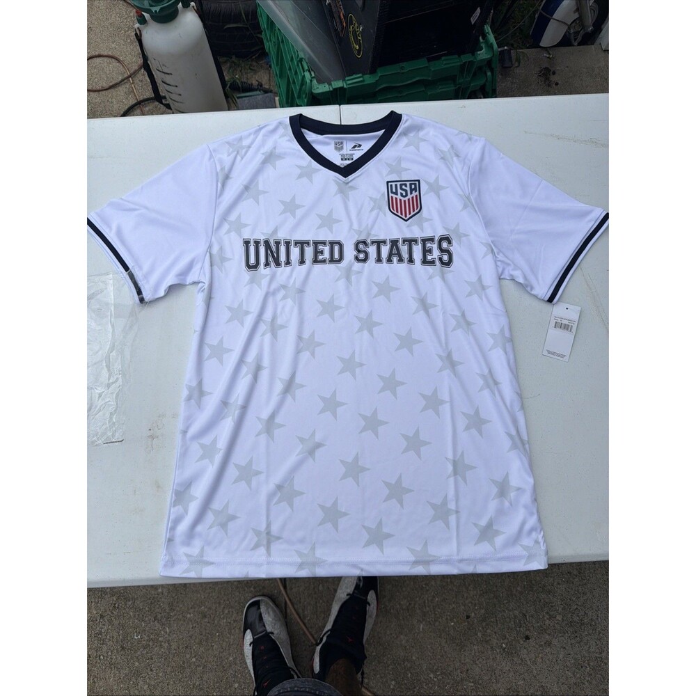 Icon Sports USA United States Soccer Jersey White Stars Men’s Medium NWT